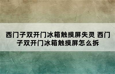 西门子双开门冰箱触摸屏失灵 西门子双开门冰箱触摸屏怎么拆